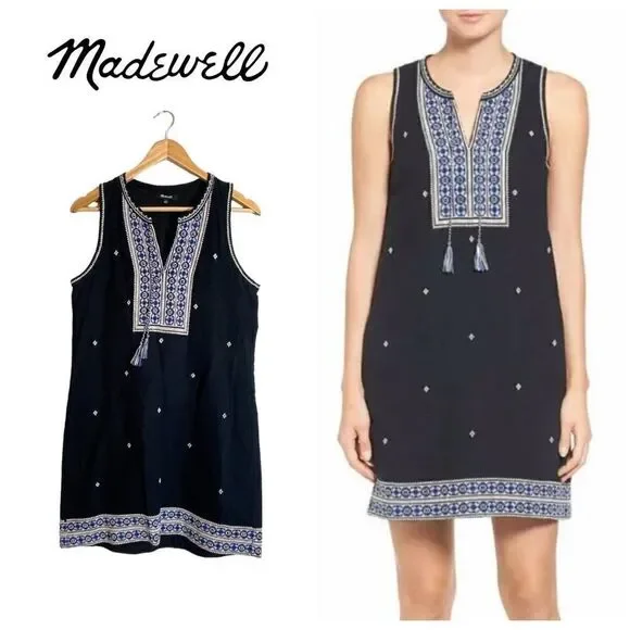 Madewell | Dresses | Madewellembroideredsuncoastdressinnavyblue | Poshmark